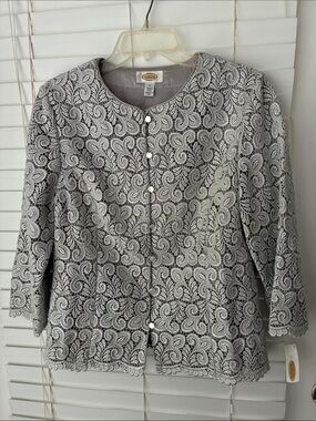 Talbots Jacket Silver Metallic Evening formal Blazer SZ 12 NWT